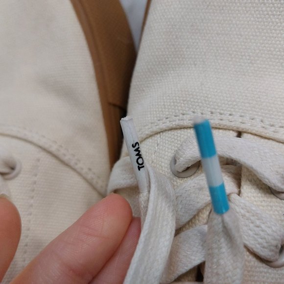 Toms Women's Cream Canvas Leopard Sole Trim Lace Up Running Shoes Sneaker Siz W9 - Picture 5 of 9